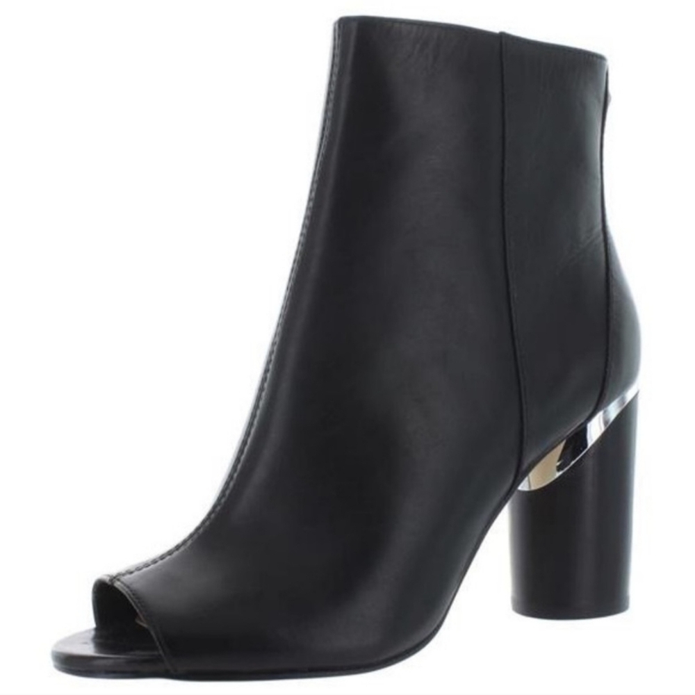 DKNY Black Leather Ankle Boots Open Toe Size 8.5